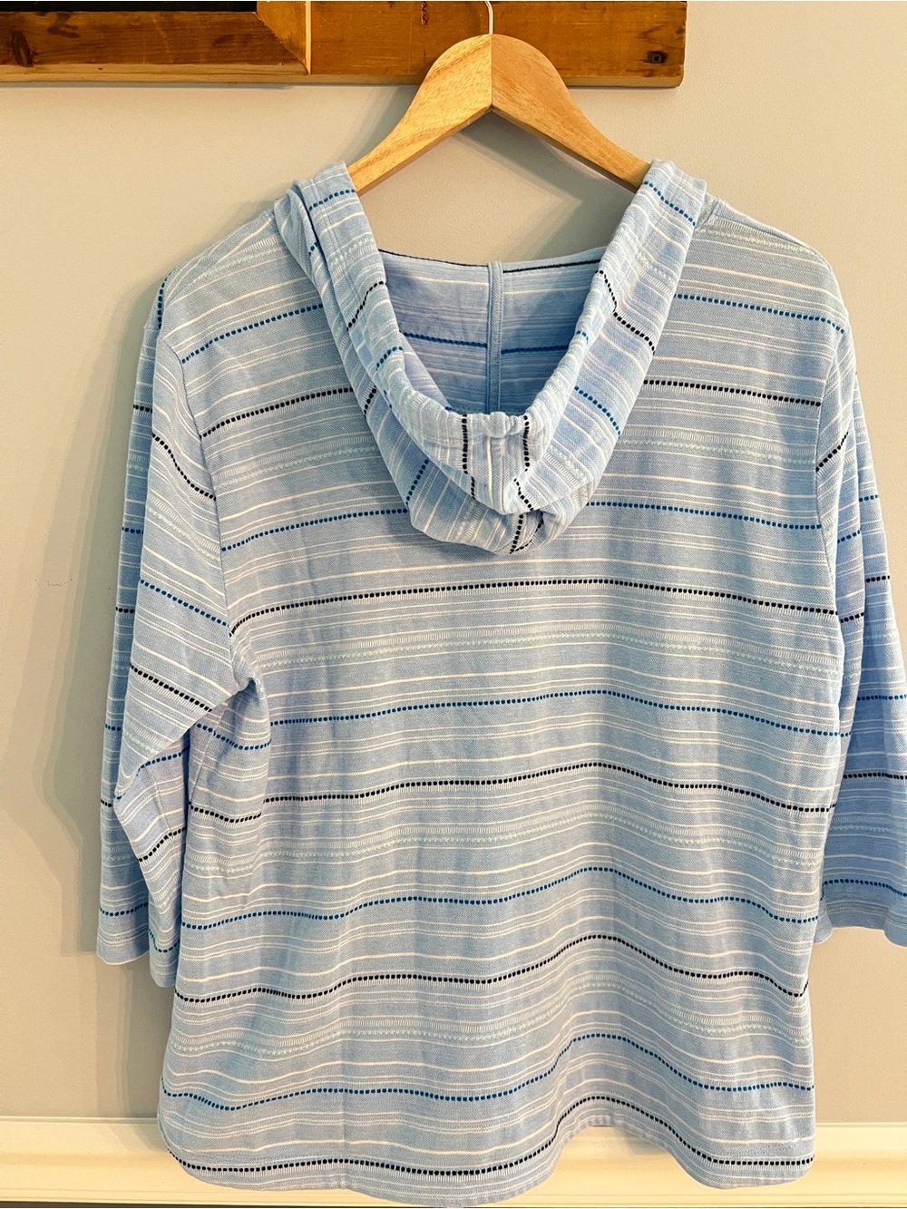 Talbots Terry Cloth Hoodie Blue Striped Beach Coverup Pullover Coastal Cottage - Picture 6 of 14